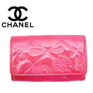 Chanel Case 6 Leather Icon Pink Key Patent Enamel